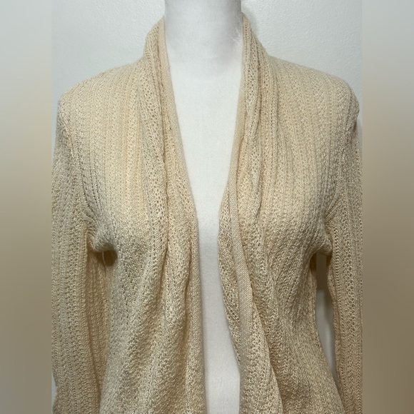 Tahari Linen Open Front Knit Cardigan Sweater - Picture 2 of 9